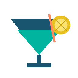 シェイカーとカクテルグラスを描いた家飲みレシピカテゴリ用アイコン